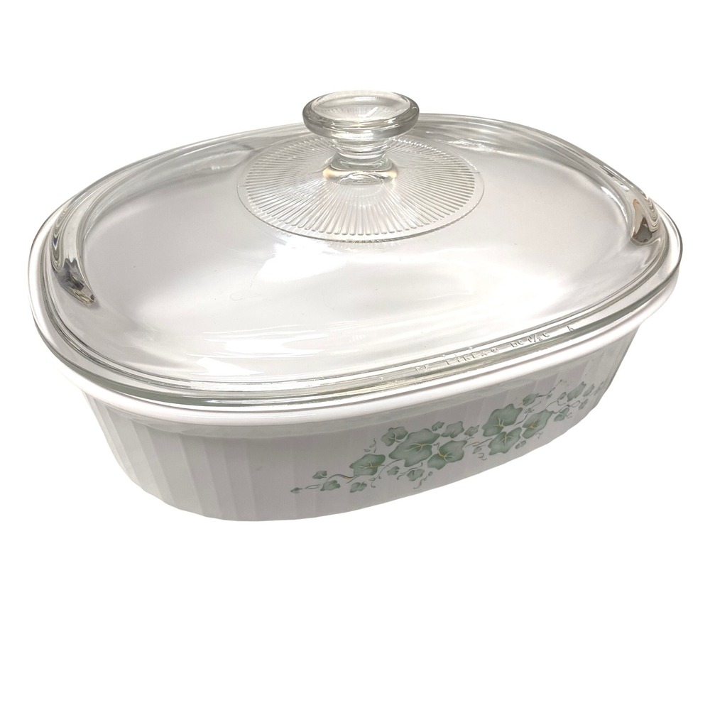 Vintage Corning Ware Callaway Ivy F-2-B 2.8L 3 Qt Oval Casserole Pyrex Lid USA